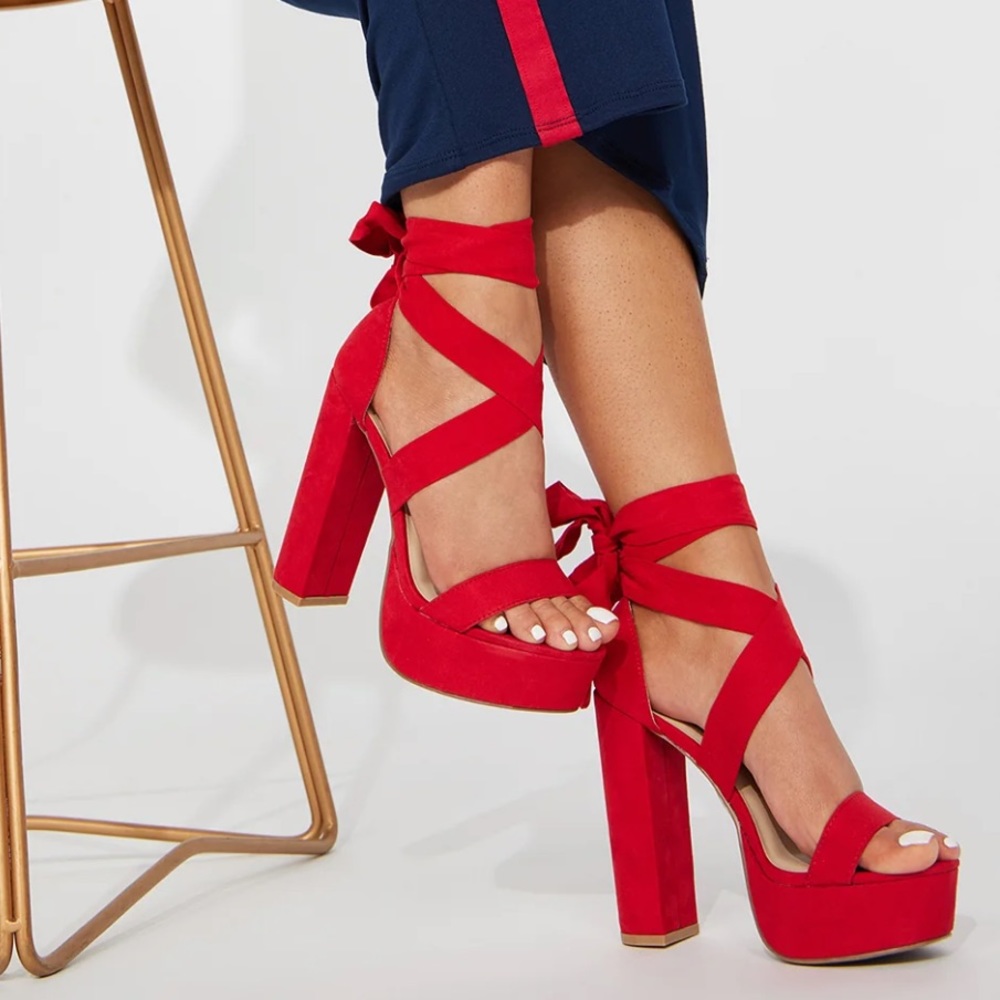 Red platform heels size 9